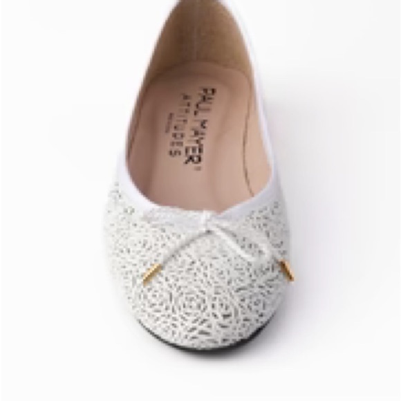 Paul Mayer Attitudes NEW Bingo White Napa Leather Comfort Flats Size 8.5 - Picture 5 of 11